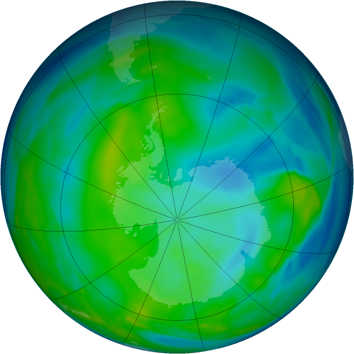Antarctic ozone map for 12 July 2006